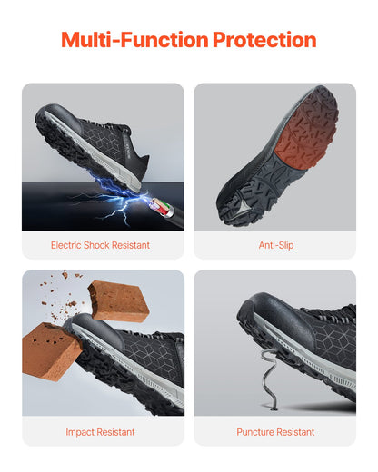 Steel Toe Skor för män US Storlek 10 Bred Athletic Work Shoe Sneakers Svarta