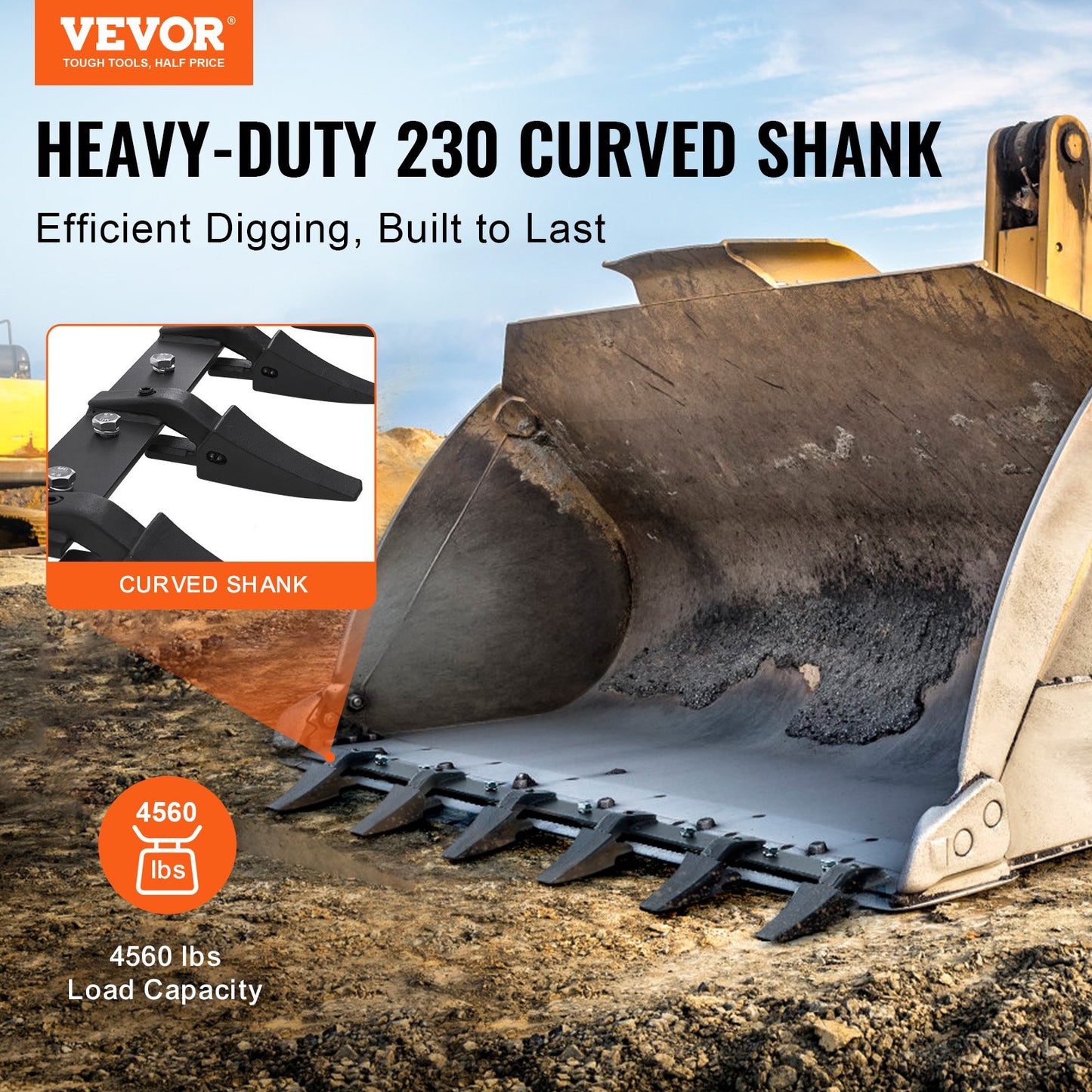 Skoptandstång, 48'', kraftig traktorskopa 6-tandsstång för lastare Traktor Skidsteer, 4560 lbs Bärande kapacitet Bolt-på-design, för effektiv jordgrävning och skoskydd