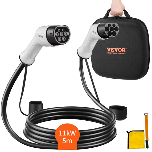 Typ 2 till Typ 2 EV Laddningskabel Elfordonskabel 16A 5m 11kW TPU