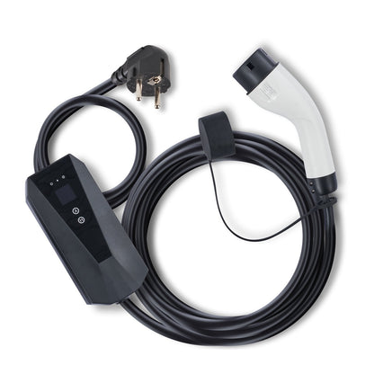 Bärbar elbilsladdare typ 2, 16A 3,7 kW, elbilsladdare med 28 fot laddkabel CEE 7/7-kontakt, IEC 62196 Home EV-laddstation med förvaringsväska Laddkabelkrok, IP66