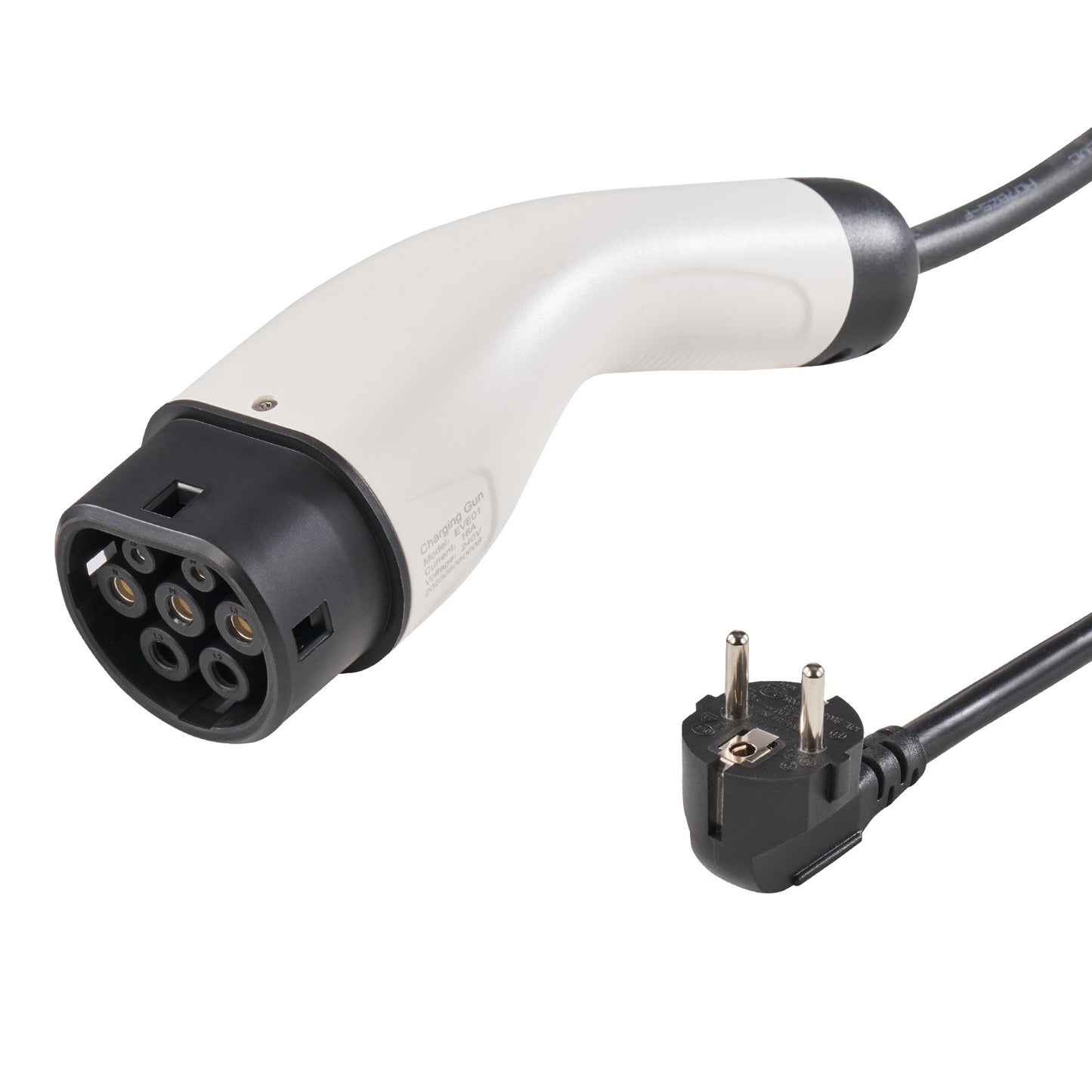 Bärbar elbilsladdare typ 2, 16A 3,7 kW, elbilsladdare med 28 fot laddkabel CEE 7/7-kontakt, IEC 62196 Home EV-laddstation med förvaringsväska Laddkabelkrok, IP66
