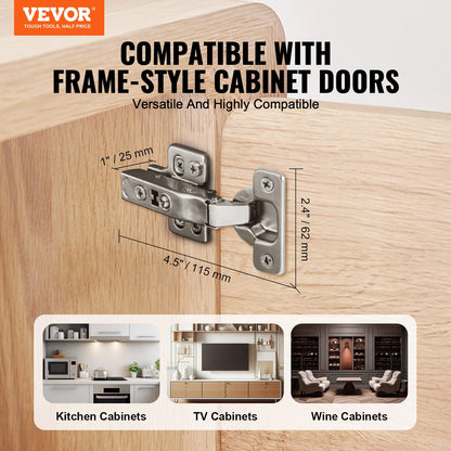 Cabinet Door Hinges 50 Pack Full Overlay Soft Close for Frameless Type