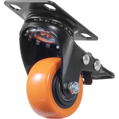 Caster Wheels, 2 Inch Swivel Disc Wheels, Set of 4, with Safety Double Locking No Noise PVC Wheels, Heavy Duty 150 lbs Load Capacity Per Wheel, Non-Marking Wheels for Cart Furniture Workbench