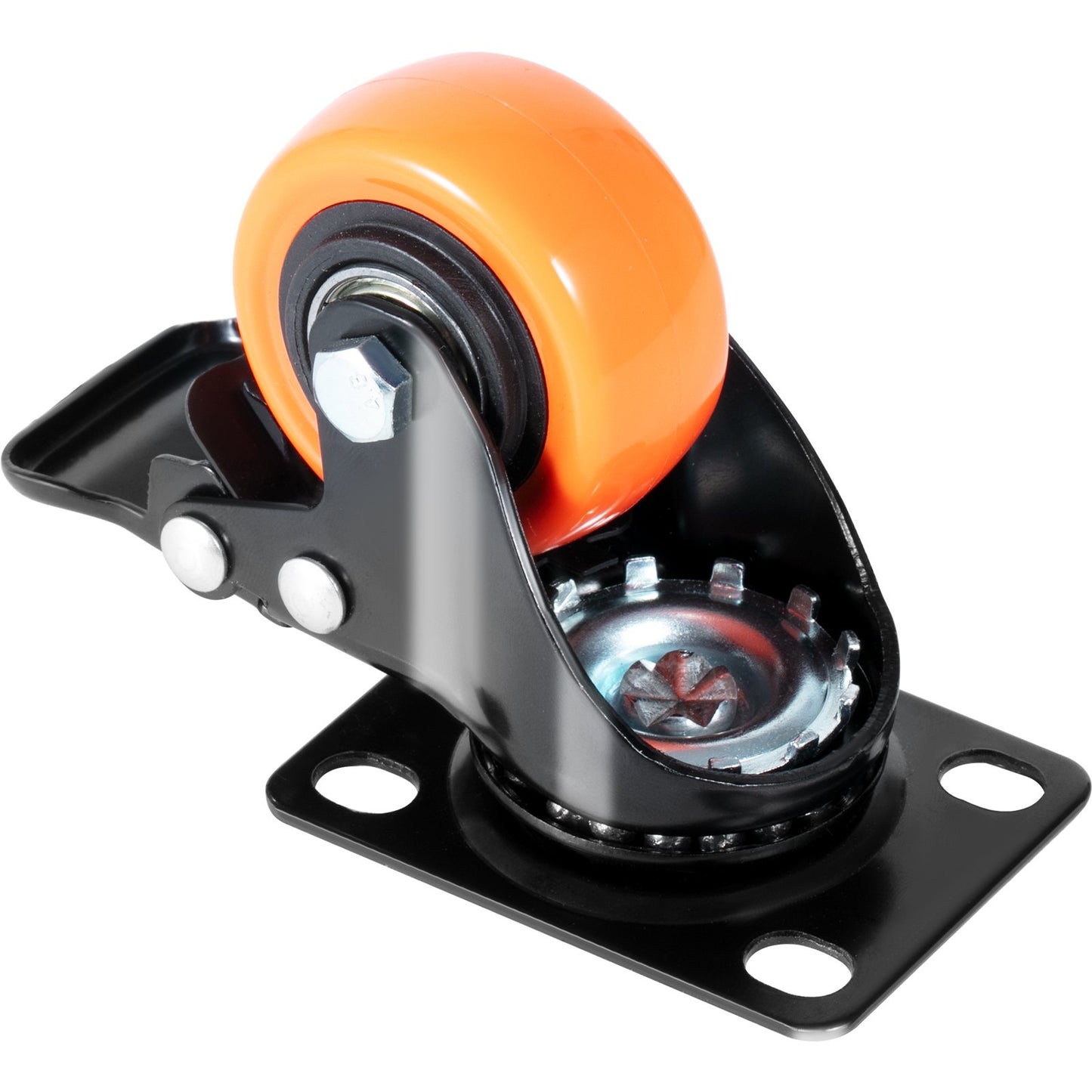 Caster Wheels, 2 Inch Swivel Disc Wheels, Set of 4, with Safety Double Locking No Noise PVC Wheels, Heavy Duty 150 lbs Load Capacity Per Wheel, Non-Marking Wheels for Cart Furniture Workbench