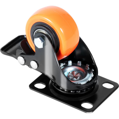 Caster Wheels, 2 Inch Swivel Disc Wheels, Set of 4, with Safety Double Locking No Noise PVC Wheels, Heavy Duty 150 lbs Load Capacity Per Wheel, Non-Marking Wheels for Cart Furniture Workbench