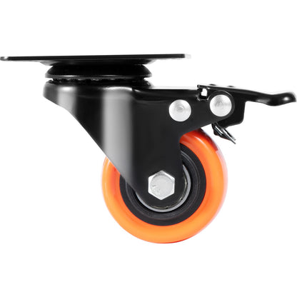Caster Wheels, 2 Inch Swivel Disc Wheels, Set of 4, with Safety Double Locking No Noise PVC Wheels, Heavy Duty 150 lbs Load Capacity Per Wheel, Non-Marking Wheels for Cart Furniture Workbench