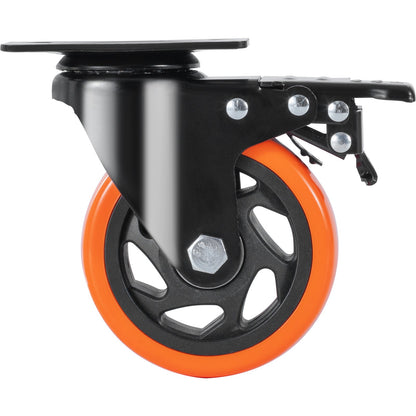 Caster Wheels, 4 Inch Swivel Disc Wheels, Set of 4, with Safety A/B Locking No Noise PVC Wheels, Heavy Duty 350 lbs Load Capacity Per Wheel, Non-Marking Wheels for Workbench Cart Furniture
