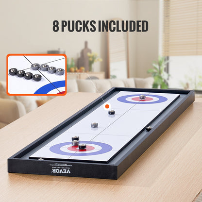 45" Shuffleboard och Curling 2 i 1 brädspelsuppsättning för bärbar bordsskiva