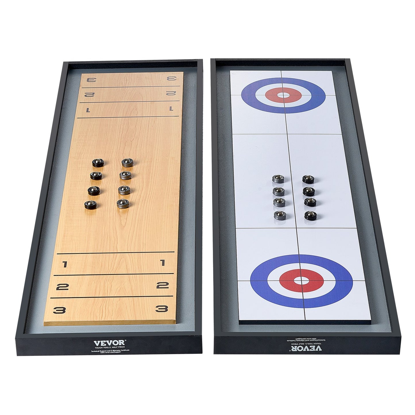 45" Shuffleboard och Curling 2 i 1 brädspelsuppsättning för bärbar bordsskiva