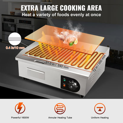 3000W 21" Kommersiell elektrisk bänkskiva Platt Grill Varmplatta