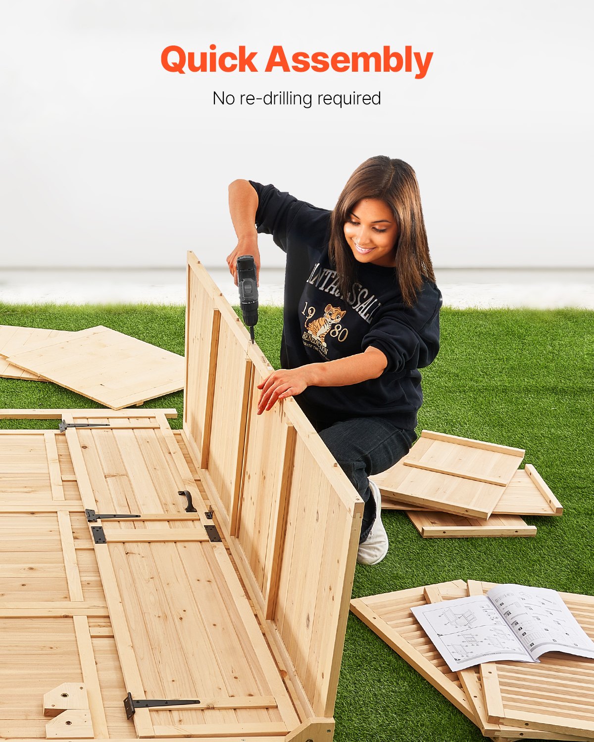 Outdoor Wood Storage Shed Waterproof Garden Tool Shed 58x78 Inch