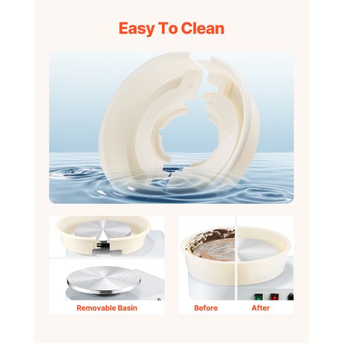 Keramikskiva 35 cm Keramikmaskin 60-300 varv/min Hastighetsjusterbar Vit