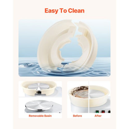 Keramikskiva 35 cm Keramikmaskin 60-300 varv/min Hastighetsjusterbar Vit