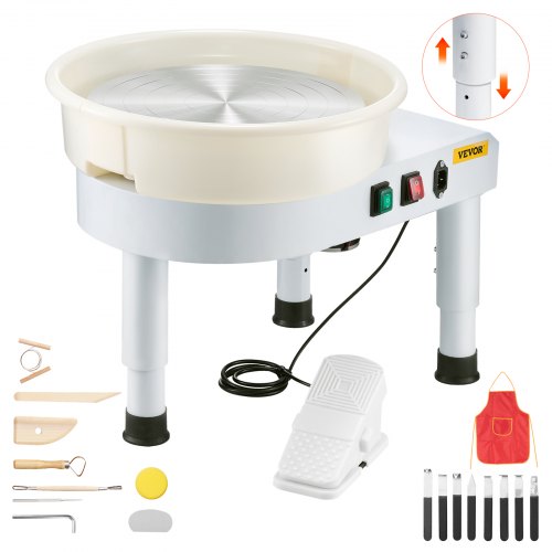 Keramikskiva 35 cm Keramikmaskin 60-300 varv/min Hastighetsjusterbar Vit