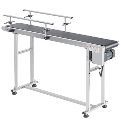 Bandtransportör, 59 x 15,7 tum transportörbord, kraftigt rostfritt stål Motoriserad bandtransportör för bläckstrålekodningsapplikationer Powered PVC-band Antistatisk justerbar hastighet (dubbel skyddsräcke)