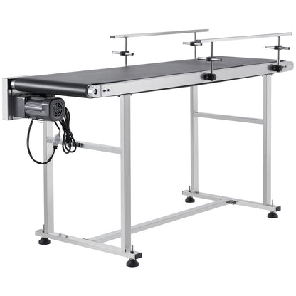 Bandtransportör, 59 x 15,7 tum transportörbord, kraftigt rostfritt stål Motoriserad bandtransportör för bläckstrålekodningsapplikationer Powered PVC-band Antistatisk justerbar hastighet (dubbel skyddsräcke)