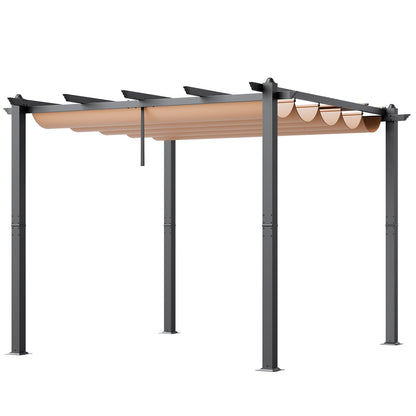 10'x10' utfällbar utomhuspergola med solskyddstak aluminiumbeige