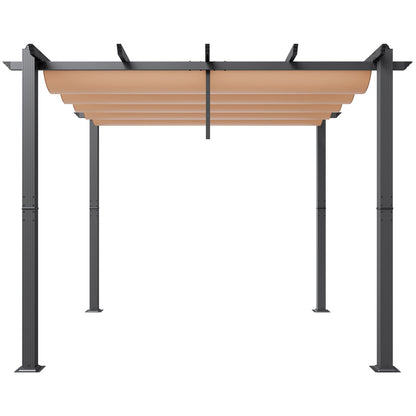 10'x10' utfällbar utomhuspergola med solskyddstak aluminiumbeige