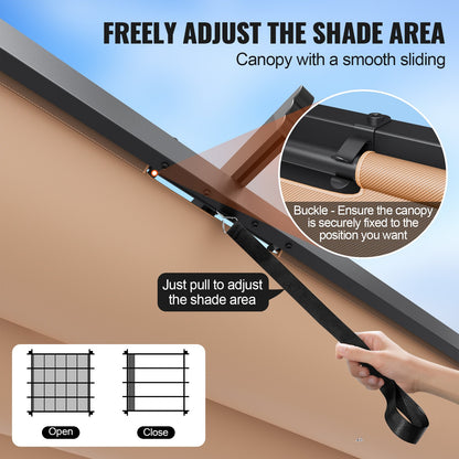 10'x10' utfällbar utomhuspergola med solskyddstak aluminiumbeige