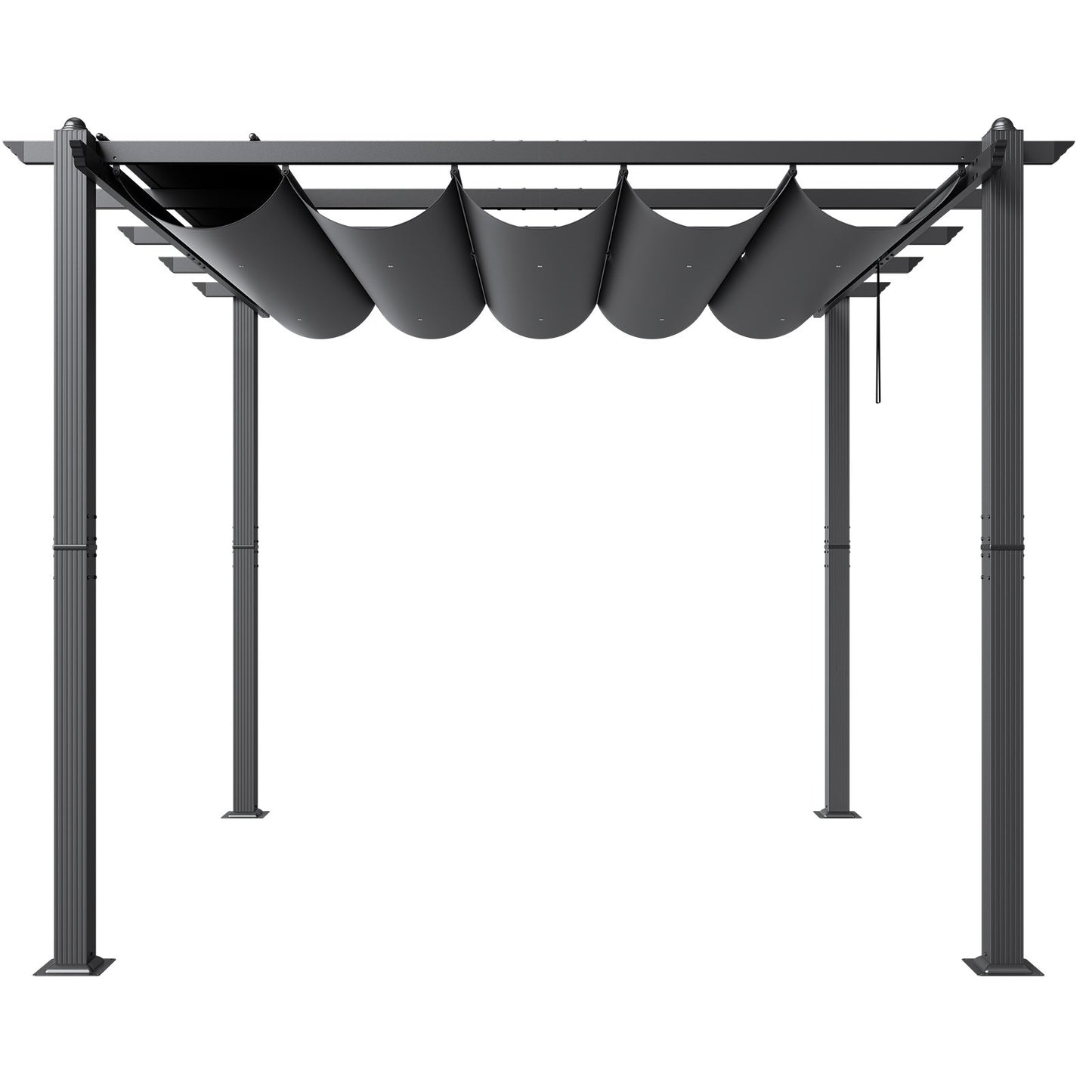 10'x10' retractable outdoor pergola with sunshade roof aluminum gray
