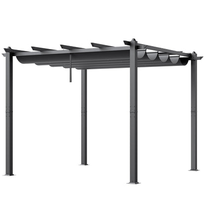 10'x10' retractable outdoor pergola with sunshade roof aluminum gray