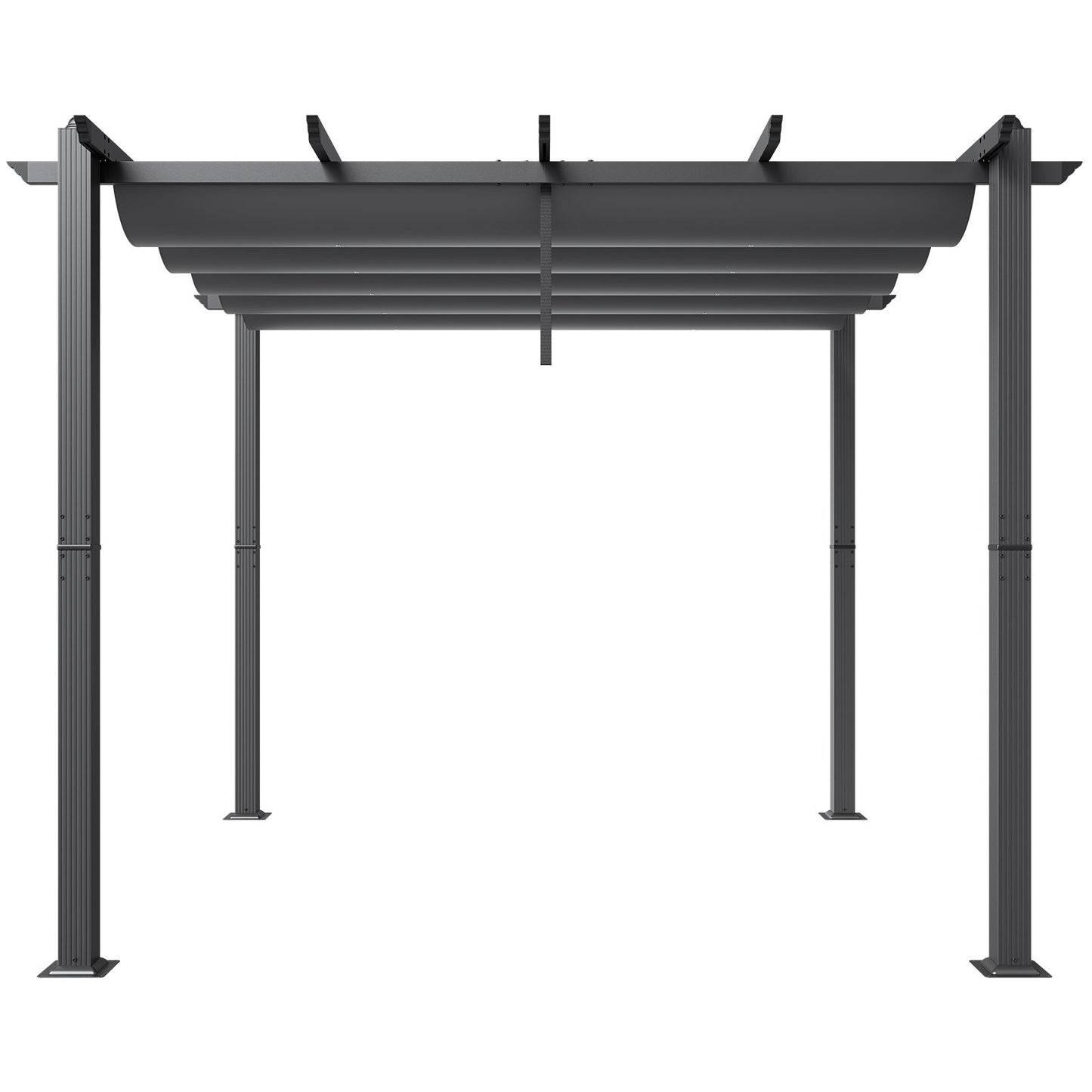 10'x10' retractable outdoor pergola with sunshade roof aluminum gray