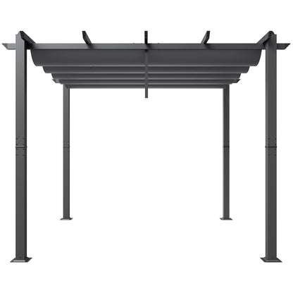 10'x10' retractable outdoor pergola with sunshade roof aluminum gray