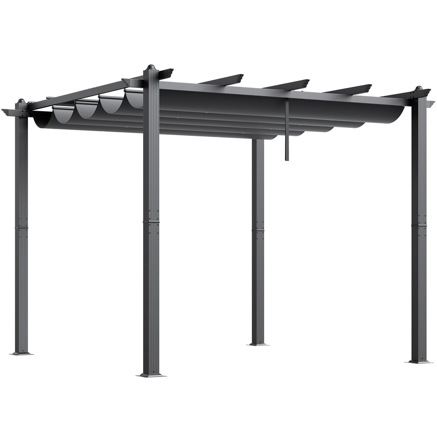 10'x10' retractable outdoor pergola with sunshade roof aluminum gray