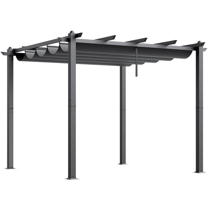 10'x10' retractable outdoor pergola with sunshade roof aluminum gray