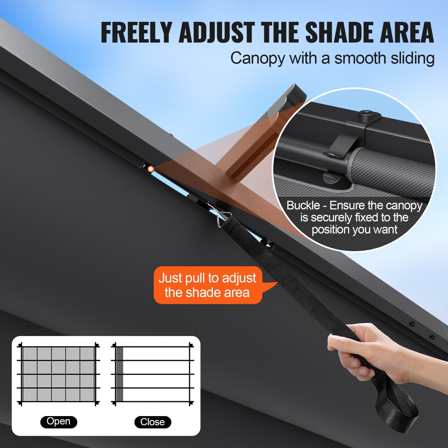 10'x13' retractable outdoor pergola with sunshade roof aluminum gray