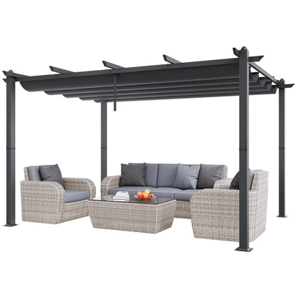 10'x13' retractable outdoor pergola with sunshade roof aluminum gray
