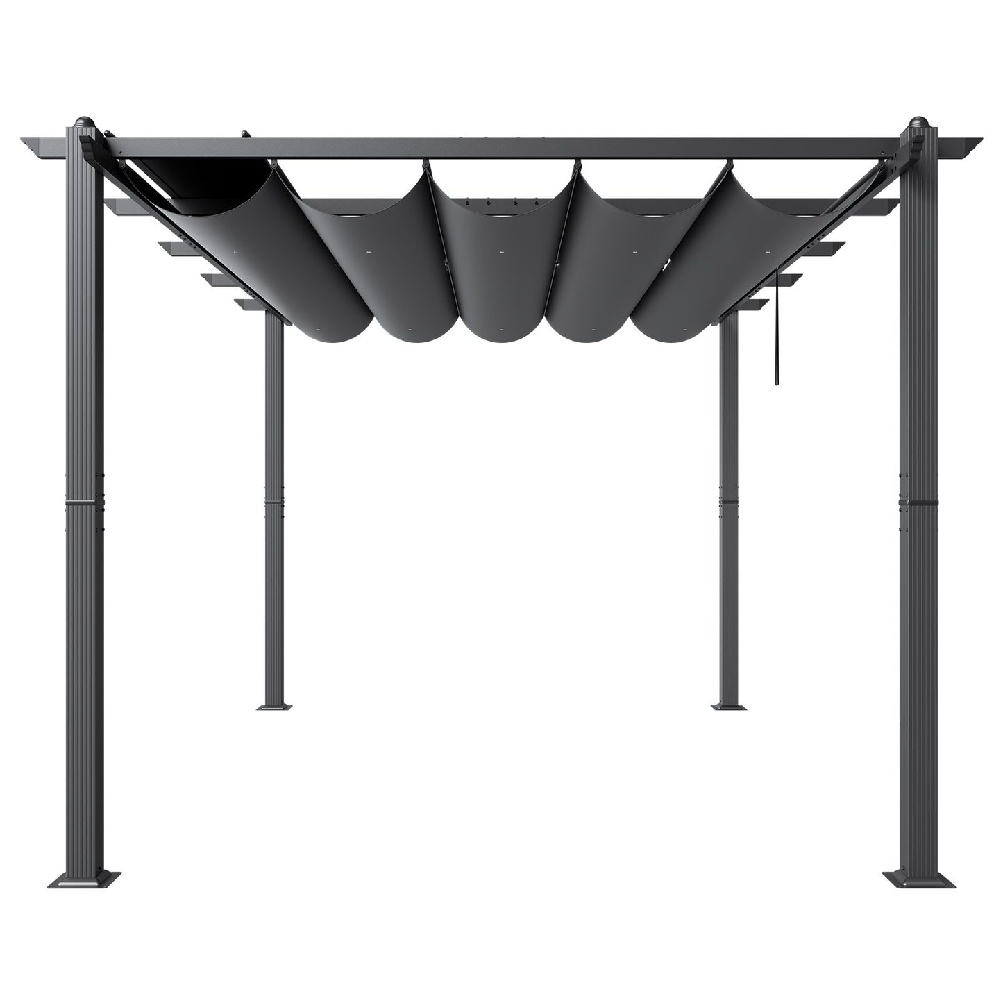 10'x13' retractable outdoor pergola with sunshade roof aluminum gray