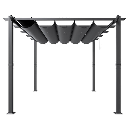 10'x13' retractable outdoor pergola with sunshade roof aluminum gray