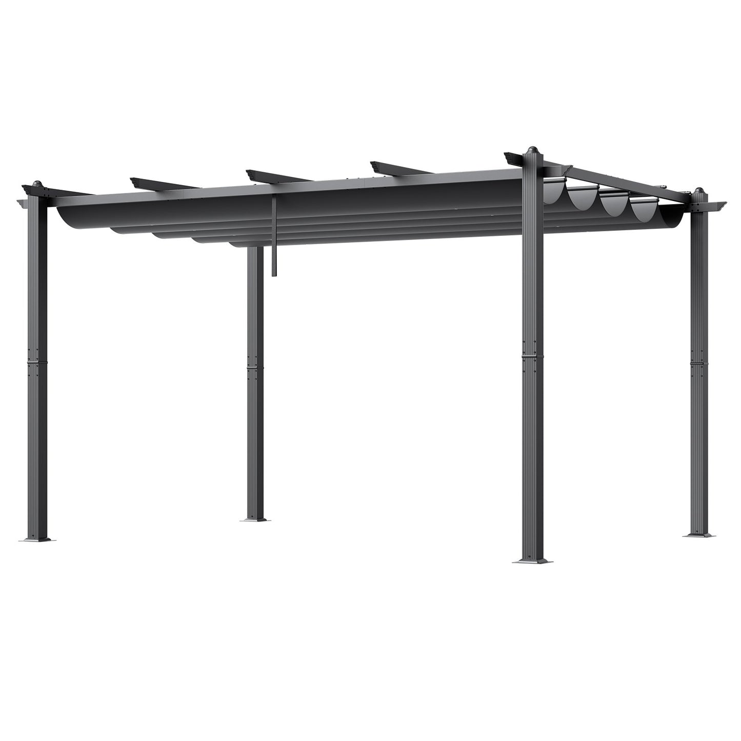 10'x13' retractable outdoor pergola with sunshade roof aluminum gray