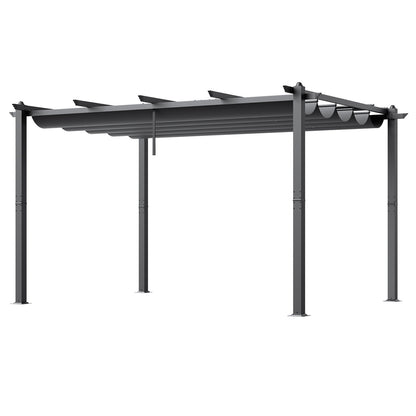 10'x13' retractable outdoor pergola with sunshade roof aluminum gray