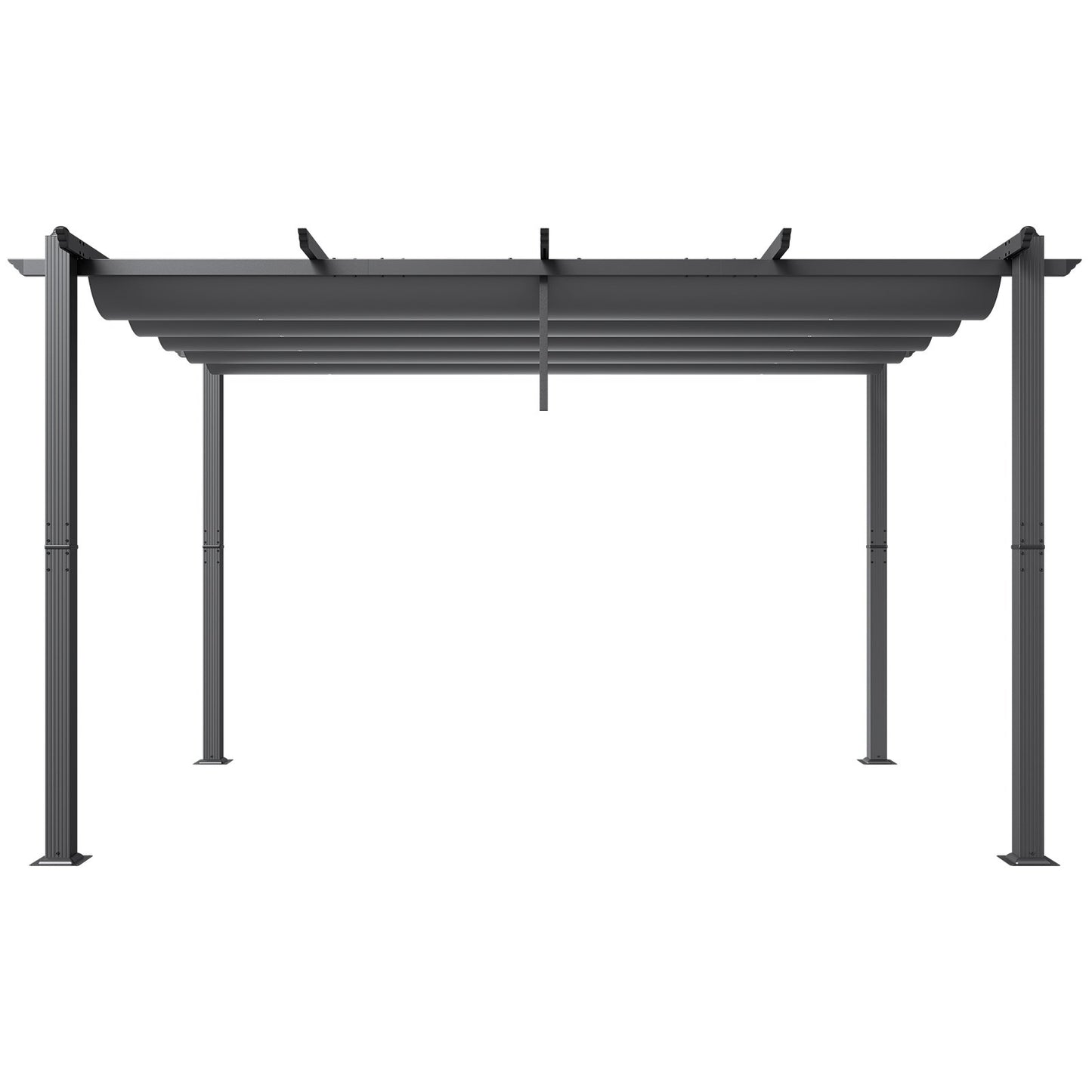 10'x13' retractable outdoor pergola with sunshade roof aluminum gray
