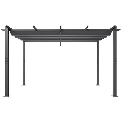 10'x13' retractable outdoor pergola with sunshade roof aluminum gray