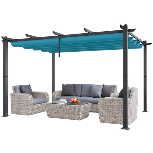 10'x13' retractable outdoor pergola with aluminum sunshade roof