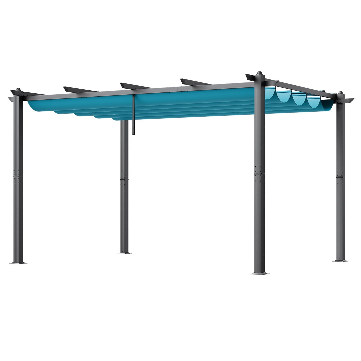 10'x13' retractable outdoor pergola with aluminum sunshade roof