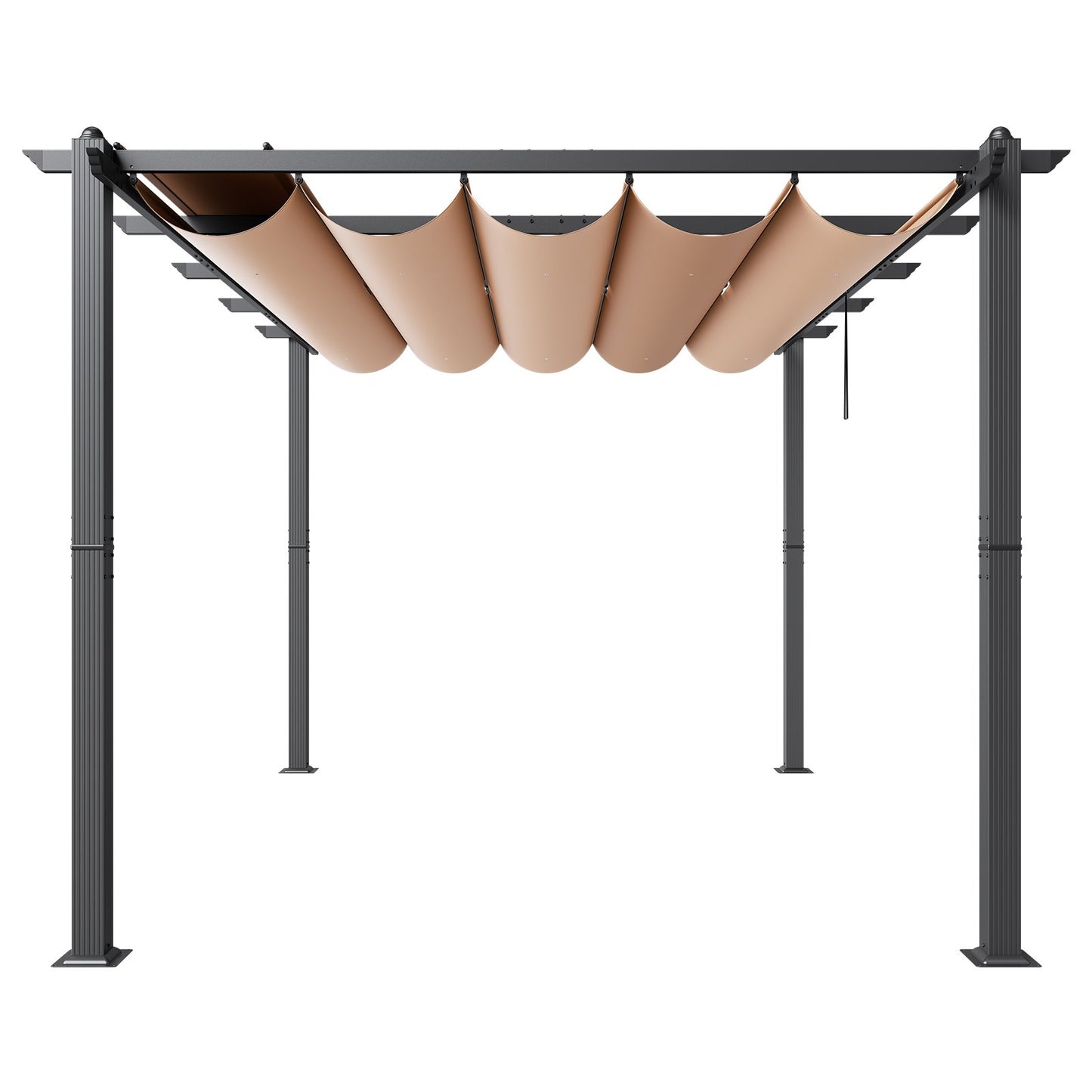 10'x13' retractable outdoor pergola with sunshade roof aluminum beige