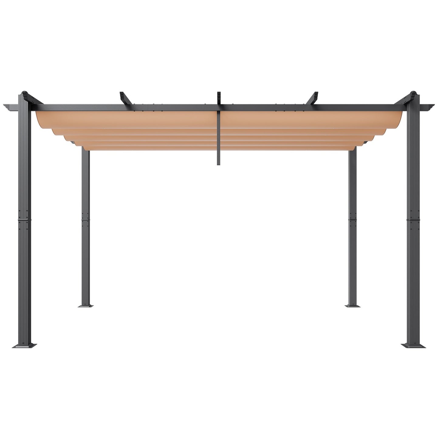 10'x13' retractable outdoor pergola with sunshade roof aluminum beige