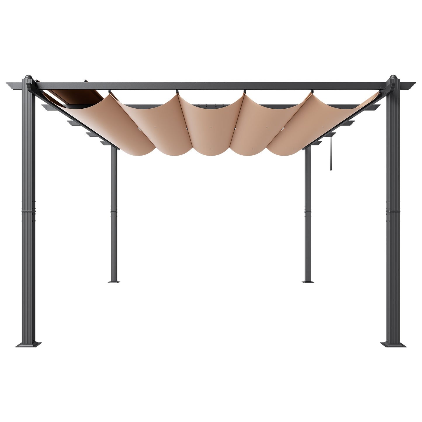 12'x16' infällbar utomhuspergola med solskyddstak aluminiumbeige