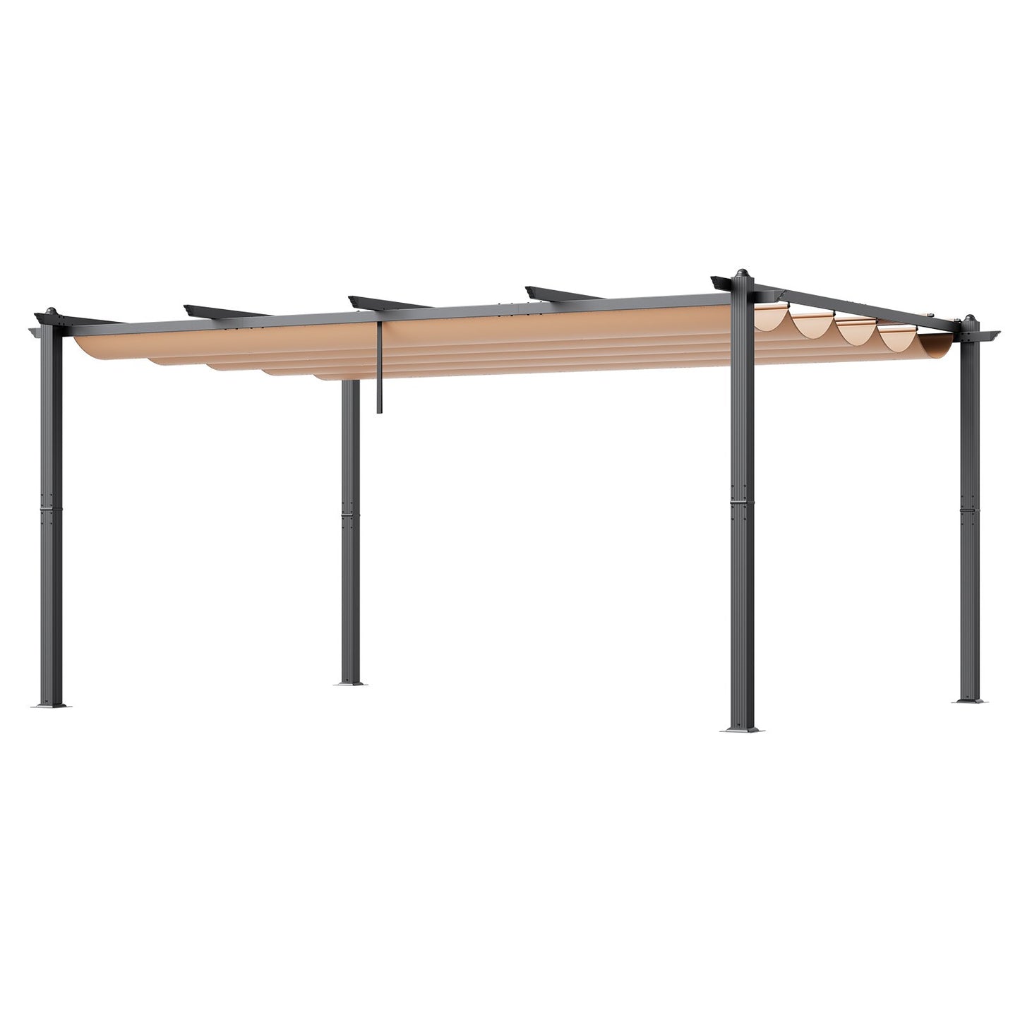 12'x16' infällbar utomhuspergola med solskyddstak aluminiumbeige