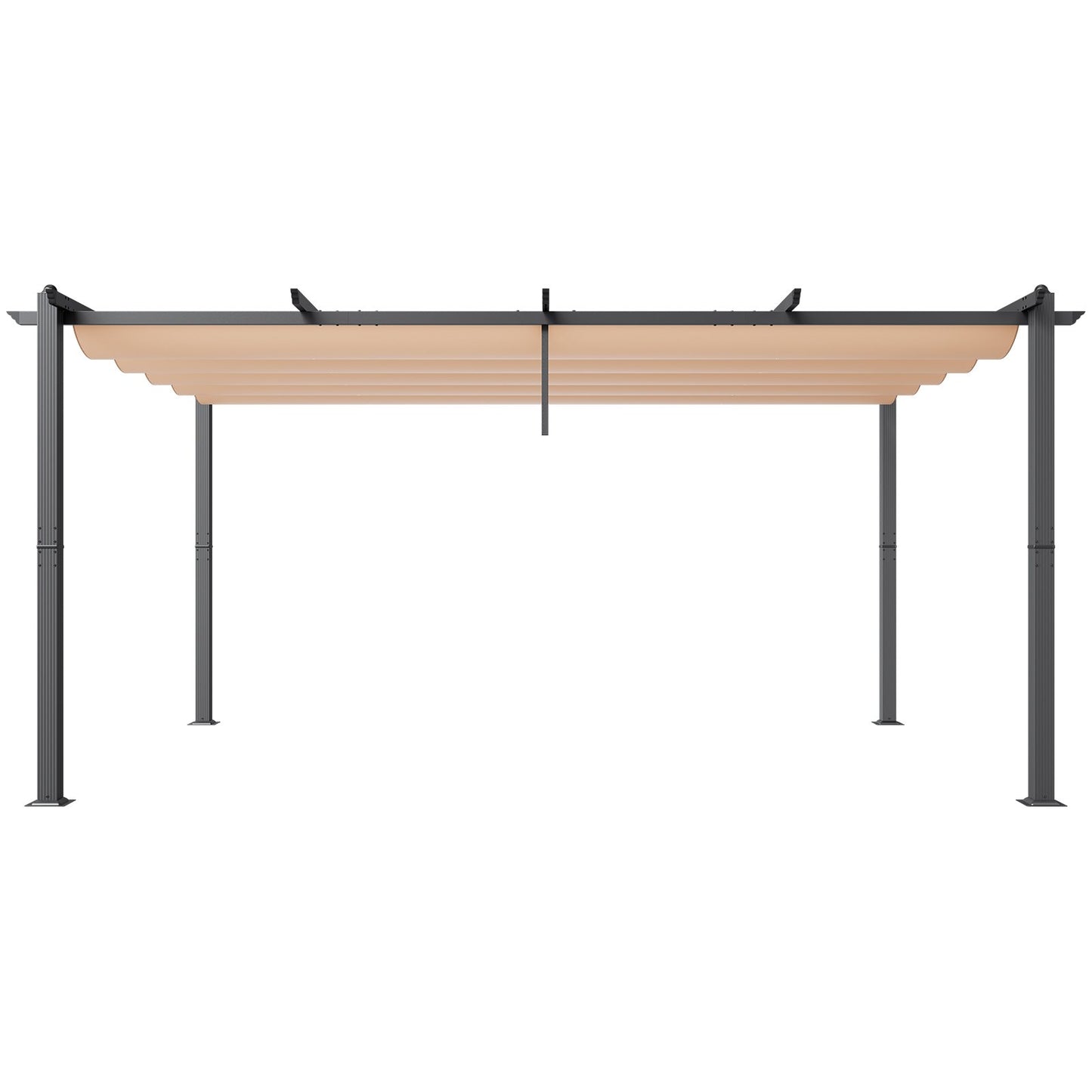 12'x16' infällbar utomhuspergola med solskyddstak aluminiumbeige