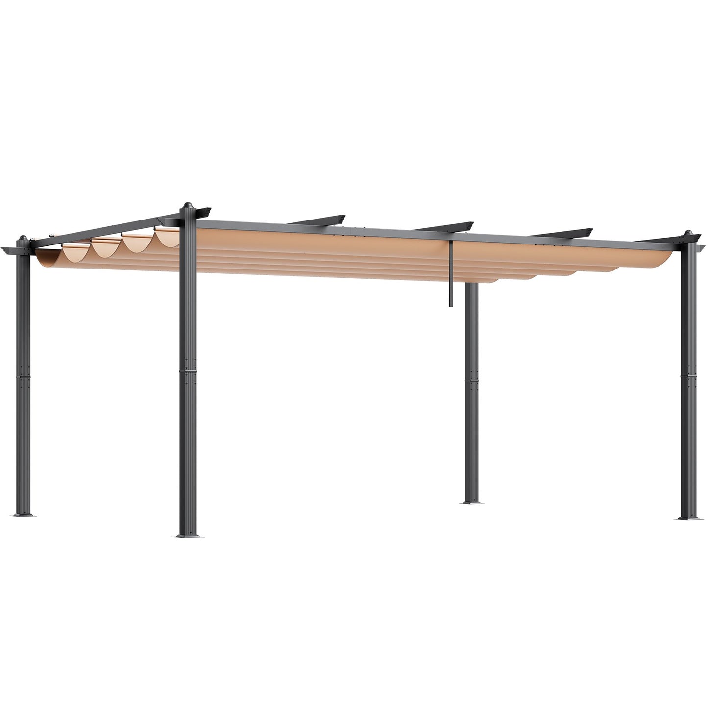 12'x16' infällbar utomhuspergola med solskyddstak aluminiumbeige