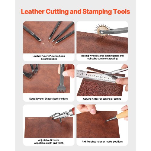Leatherworking Tool Set 38 Pieces Engraving Punching Stamping Sewing Tools | EU