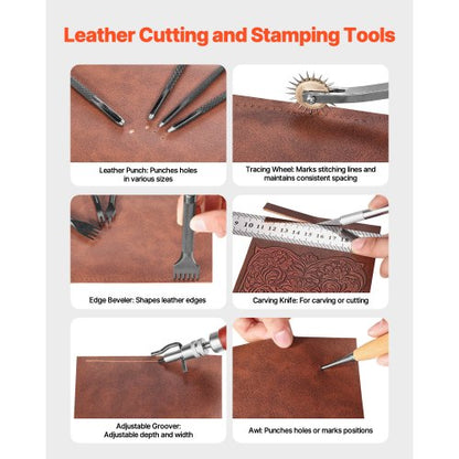 Leatherworking Tool Set 38 Pieces Engraving Punching Stamping Sewing Tools | EU