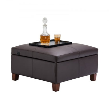 61cm Square Leather Ottoman with Storage Coffee Table for Living Room | EU