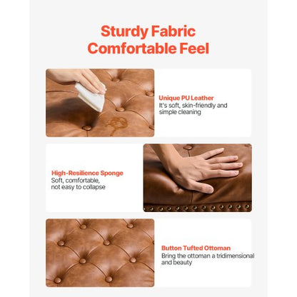 76 cm quadratischer Leder-Ottomane mit Stauraum, Couchtisch für das Wohnzimmer | EU