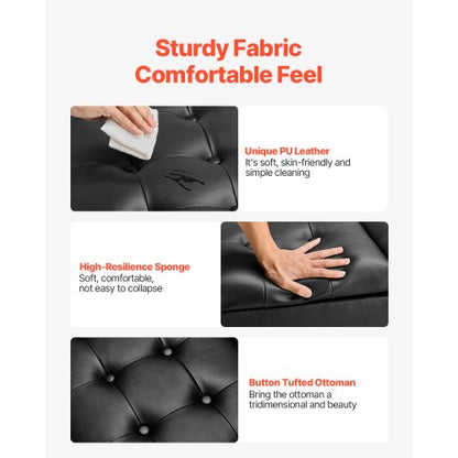 91 cm fyrkantig läderottoman med förvaring soffbord för vardagsrum |  EU